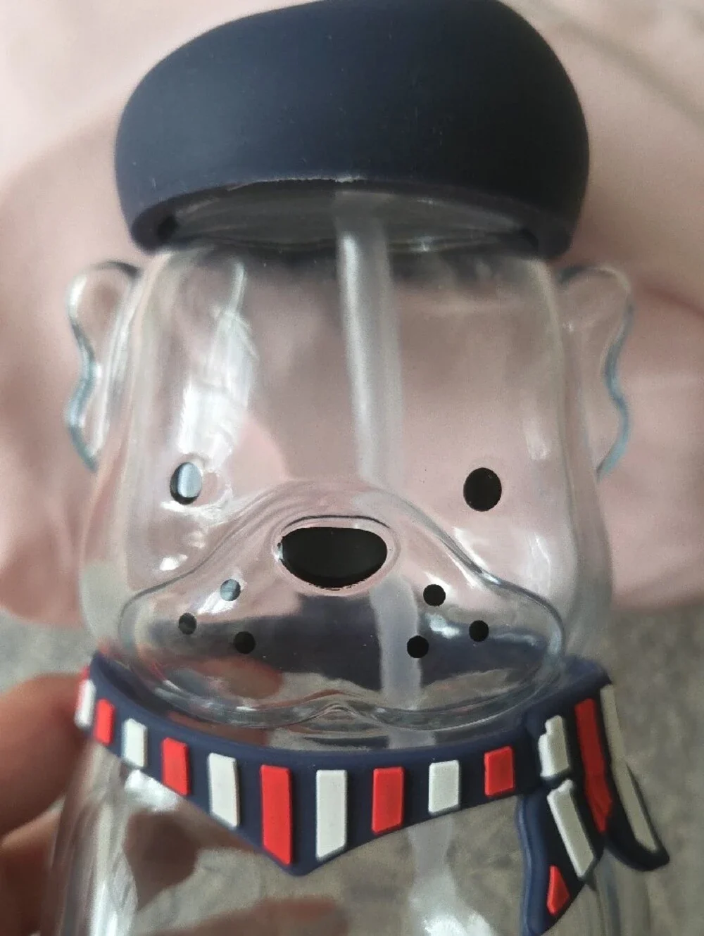NWT Frenchie Glass Tumbler French Bulldog With Beret And Scarf